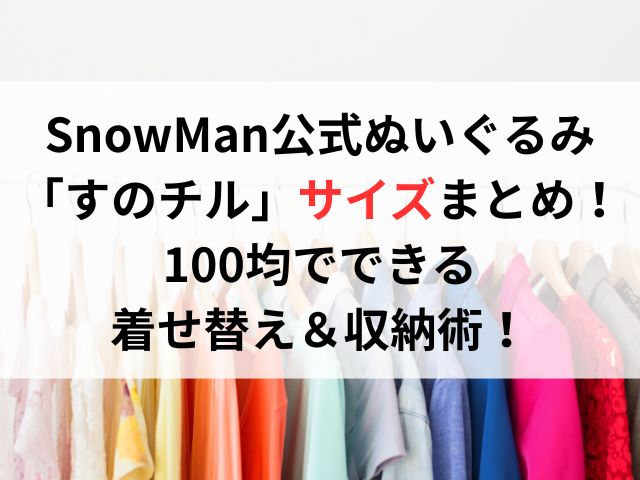 SnowMan公式ぬいぐるみ「すのチル」サイズまとめ！100均でできる着せ替え＆収納術！
